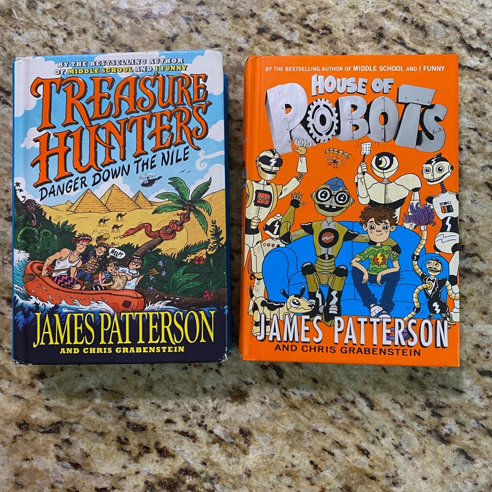 2 Pc Bundle James Patterson Kids Books Treasure Hunter House of Robots Hardback